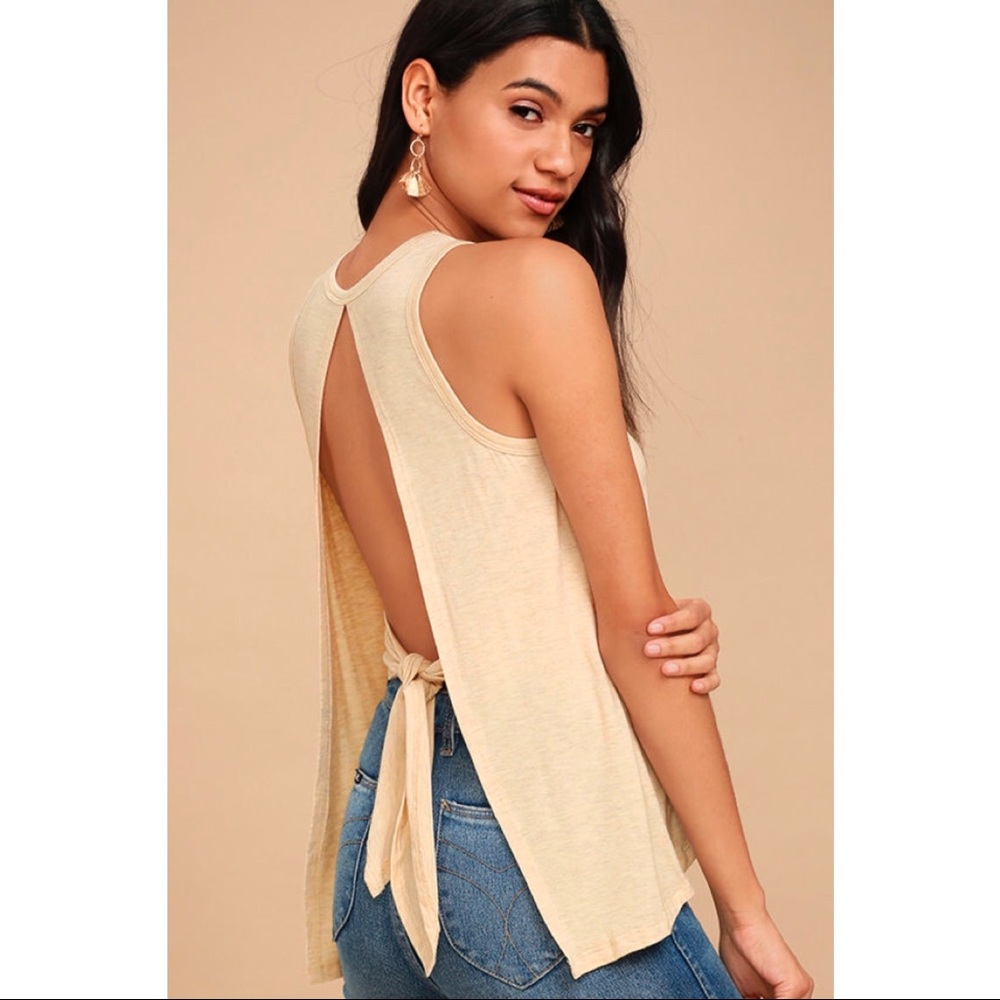Lulu’s Open Back Light Beige Tank Top